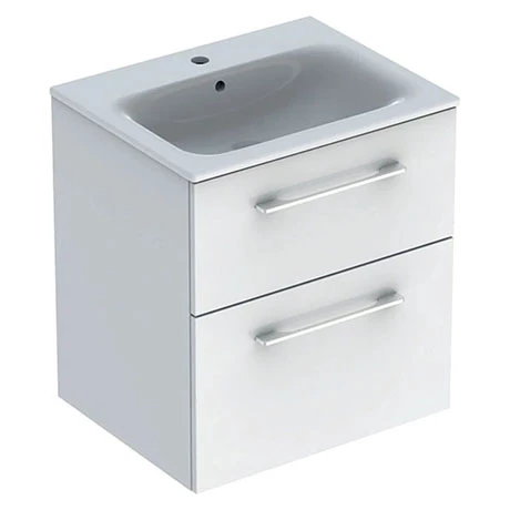 Geberit Selnova Square S 600mm White Wall Hung 2-Drawer Vanity Unit 1 Geberit Selnova Square S 600mm White Wall Hung 2-Drawer Vanity Unit