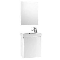 Roca Mini 450m Wall Hung Vanity Unit & Mirror Pack - Gloss White