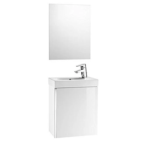 Roca Mini 450m Wall Hung Vanity Unit & Mirror Pack - Gloss White 1 Roca Mini 450m Wall Hung Vanity Unit & Mirror Pack - Gloss White