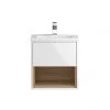 Hudson Reed Coast 500mm Wall Mounted Vanity Unit with Open Shelf & Basin - Gloss White/Coco Bolo