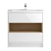 Hudson Reed Coast 800mm Floorstanding 2 Drawer Vanity Unit with Open Shelf & Basin - Gloss White/Coco Bolo