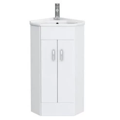 Alaska Corner Vanity Unit - Gloss White - 590mm with Chrome Handles 8 Alaska Corner Vanity Unit - Gloss White - 590mm with Chrome Handles -White Bathroom Furniture Shop AV001 ND1 460