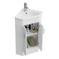 Alaska Corner Vanity Unit - Gloss White - 590mm with Chrome Handles 9 Alaska Corner Vanity Unit - Gloss White - 590mm with Chrome Handles -White Bathroom Furniture Shop AV001 ND2 460