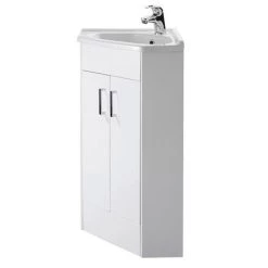 Alaska Corner Vanity Unit - Gloss White - 590mm with Chrome Handles 10 Alaska Corner Vanity Unit - Gloss White - 590mm with Chrome Handles -White Bathroom Furniture Shop AV001 ND4 460