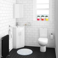 Alaska Corner Vanity Unit - Gloss White - 590mm with Chrome Handles 11 Alaska Corner Vanity Unit - Gloss White - 590mm with Chrome Handles -White Bathroom Furniture Shop AV001 ND5 460