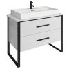 Arezzo Countertop Basin Unit - Gloss White with Black Frame - 1000mm inc. Basin