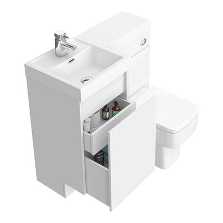Arezzo 900mm Gloss White Combination Bathroom Suite Unit (inc. Cistern + Square Toilet) 2 Arezzo 900mm Gloss White Combination Bathroom Suite Unit (inc. Cistern + Square Toilet) - Image 2