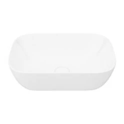 Arezzo Floating Basin Shelf with Drawer - Matt White - 600mm inc. Curved Rectangular Basin -White Bathroom Furniture Shop AZCTWHT6B1 n d3 460