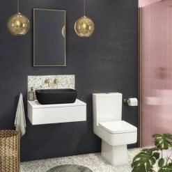 Arezzo Floating Basin Shelf with Drawer - Matt White - 600mm inc. Black Curved Rectangular Basin 10 Arezzo Floating Basin Shelf with Drawer - Matt White - 600mm inc. Black Curved Rectangular Basin -White Bathroom Furniture Shop AZCTWHT6B2 d6 460