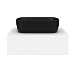 Arezzo Floating Basin Shelf with Drawer - Matt White - 600mm inc. Black Curved Rectangular Basin 11 Arezzo Floating Basin Shelf with Drawer - Matt White - 600mm inc. Black Curved Rectangular Basin -White Bathroom Furniture Shop AZCTWHT6B2 d7 460