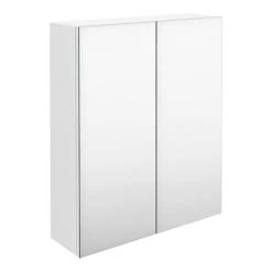 Brooklyn 600mm Gloss White Bathroom Mirror Cabinet - 2 Door