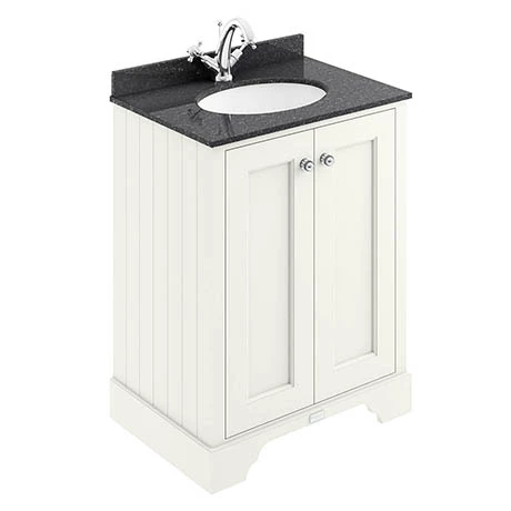 Bayswater Pointing White 600mm 2 Door Vanity Unit & 1TH Black Marble Basin Top 1 Bayswater Pointing White 600mm 2 Door Vanity Unit & 1TH Black Marble Basin Top