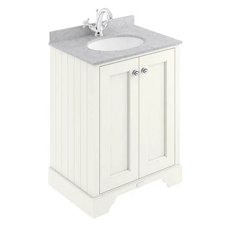 Bayswater Pointing White 600mm 2 Door Vanity Unit & 1TH Grey Marble Basin Top 1 Bayswater Pointing White 600mm 2 Door Vanity Unit & 1TH Grey Marble Basin Top