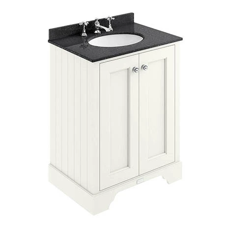 Bayswater Pointing White 600mm 2 Door Vanity Unit & 3TH Black Marble Basin Top 1 Bayswater Pointing White 600mm 2 Door Vanity Unit & 3TH Black Marble Basin Top