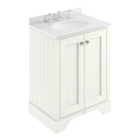 Bayswater Pointing White 600mm 2 Door Vanity Unit & 3TH White Marble Basin Top 1 Bayswater Pointing White 600mm 2 Door Vanity Unit & 3TH White Marble Basin Top