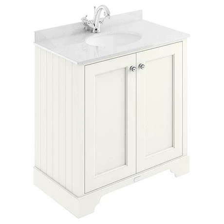 Bayswater Pointing White 800mm 2 Door Vanity Unit & 1TH White Marble Basin Top 1 Bayswater Pointing White 800mm 2 Door Vanity Unit & 1TH White Marble Basin Top