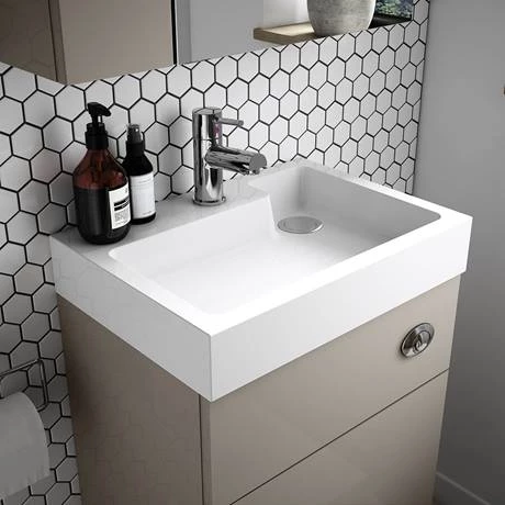 Brooklyn 500mm White Gloss 2-In-1 Combined Wash Basin & Toilet 2 Brooklyn 500mm White Gloss 2-In-1 Combined Wash Basin & Toilet - Image 2
