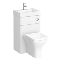 Brooklyn 500mm White Gloss 2-In-1 Combined Wash Basin & Toilet 9 Brooklyn 500mm White Gloss 2-In-1 Combined Wash Basin & Toilet -White Bathroom Furniture Shop BCOMWHT detail2 460