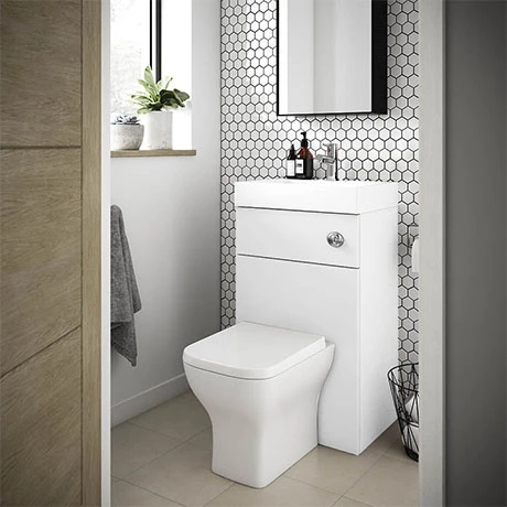 Brooklyn 500mm White Gloss 2-In-1 Combined Wash Basin & Toilet 1 Brooklyn 500mm White Gloss 2-In-1 Combined Wash Basin & Toilet