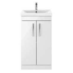 Brooklyn 500mm White Gloss Vanity Unit - Floor Standing 2 Door Unit -White Bathroom Furniture Shop BFS5WHT detail1 460