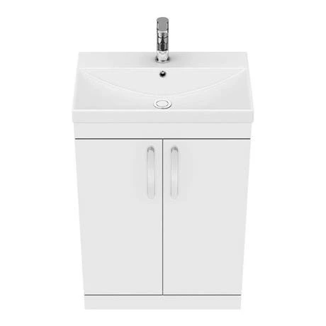 Brooklyn 600 Gloss White Floor Standing Vanity Unit with Thin-Edge Basin 5 Brooklyn 600 Gloss White Floor Standing Vanity Unit with Thin-Edge Basin - Image 5