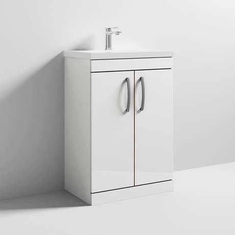 Brooklyn 600 Gloss White Floor Standing Vanity Unit with Thin-Edge Basin 4 Brooklyn 600 Gloss White Floor Standing Vanity Unit with Thin-Edge Basin - Image 4