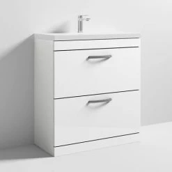 Brooklyn 800 Gloss White Floor Standing Vanity Unit with Thin-Edge Basin -White Bathroom Furniture Shop BFS8WHTTE d2 460