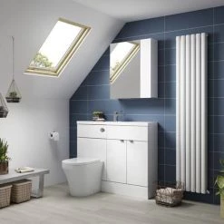 Brooklyn 1100mm White Gloss Slimline Combination Furniture Pack -White Bathroom Furniture Shop BKS1100WHT D2 460