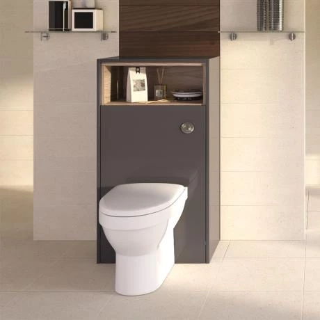 Hudson Reed Coast 600mm WC Unit with Open Shelf - Gloss White/Coco Bolo 2 Hudson Reed Coast 600mm WC Unit with Open Shelf - Gloss White/Coco Bolo - Image 2