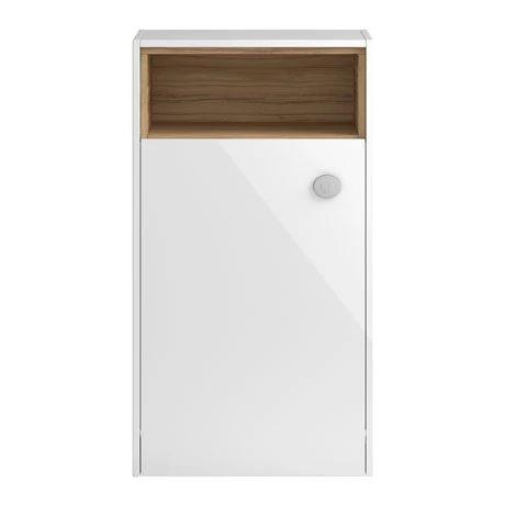 Hudson Reed Coast 600mm WC Unit with Open Shelf - Gloss White/Coco Bolo 1 Hudson Reed Coast 600mm WC Unit with Open Shelf - Gloss White/Coco Bolo