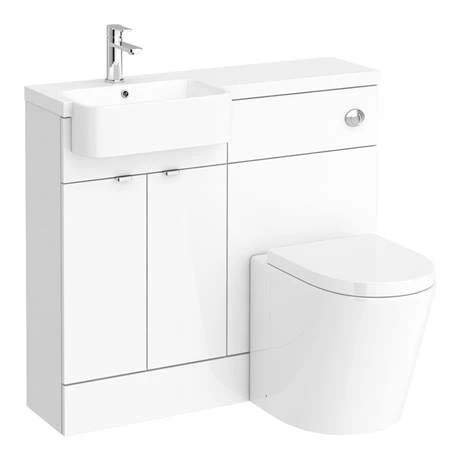 Brooklyn 1000 Gloss White Semi-Recessed Combination Unit (Round Basin, Vanity + WC Unit) 5 Brooklyn 1000 Gloss White Semi-Recessed Combination Unit (Round Basin, Vanity + WC Unit) - Image 5