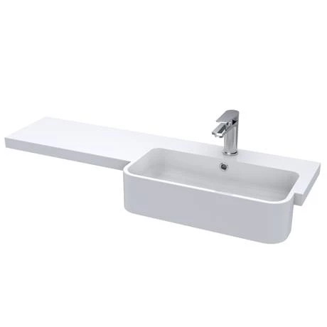 Brooklyn 1100 Gloss White Semi-Recessed Combination Unit (Round Basin, Vanity + WC Unit) 2 Brooklyn 1100 Gloss White Semi-Recessed Combination Unit (Round Basin, Vanity + WC Unit) - Image 2