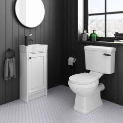 Bromley Traditional White Cloakroom Vanity Unit (incl. Matt Black Handle) 7 Bromley Traditional White Cloakroom Vanity Unit (incl. Matt Black Handle) -White Bathroom Furniture Shop BR4WHTMB d2 460