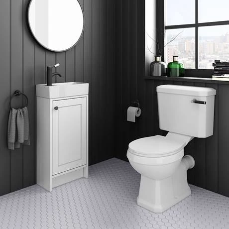 Bromley Traditional White Cloakroom Vanity Unit (incl. Matt Black Handle) 3 Bromley Traditional White Cloakroom Vanity Unit (incl. Matt Black Handle) - Image 3