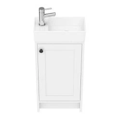 Bromley Traditional White Cloakroom Vanity Unit (inc. Ceramic Basin) -White Bathroom Furniture Shop BR4WHT d3 460