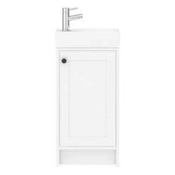Bromley Traditional White Cloakroom Vanity Unit (inc. Ceramic Basin) -White Bathroom Furniture Shop BR4WHT d4 460