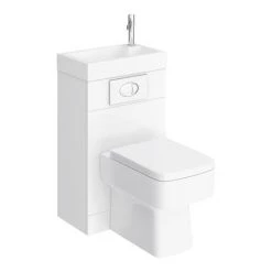 Brooklyn White Gloss Combined Two-In-One Wash Basin, Toilet & Flush Plate (500mm wide x 300mm) 8 Brooklyn White Gloss Combined Two-In-One Wash Basin, Toilet & Flush Plate (500mm wide x 300mm) -White Bathroom Furniture Shop BRKCOMBWC d3 460