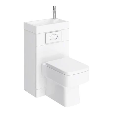 Brooklyn White Gloss Combined Two-In-One Wash Basin, Toilet & Flush Plate (500mm wide x 300mm) 3 Brooklyn White Gloss Combined Two-In-One Wash Basin, Toilet & Flush Plate (500mm wide x 300mm) - Image 3