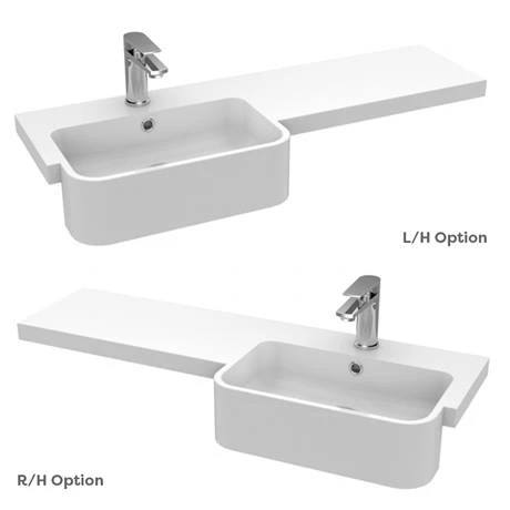 Brooklyn 1000 Gloss White Round Semi-Recessed Combination Unit w. Brushed Brass Handles + Flush 2 Brooklyn 1000 Gloss White Round Semi-Recessed Combination Unit w. Brushed Brass Handles + Flush - Image 2