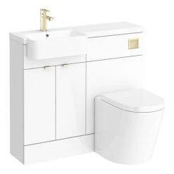 Brooklyn 1000 Gloss White Round Semi-Recessed Combination Unit w. Brushed Brass Handles + Flush 9 Brooklyn 1000 Gloss White Round Semi-Recessed Combination Unit w. Brushed Brass Handles + Flush -White Bathroom Furniture Shop BS4BB d4 460
