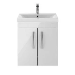 Brooklyn 500mm Gloss White 2 Door Wall Hung Vanity Unit 9 Brooklyn 500mm Gloss White 2 Door Wall Hung Vanity Unit -White Bathroom Furniture Shop BWH5GW d4 460
