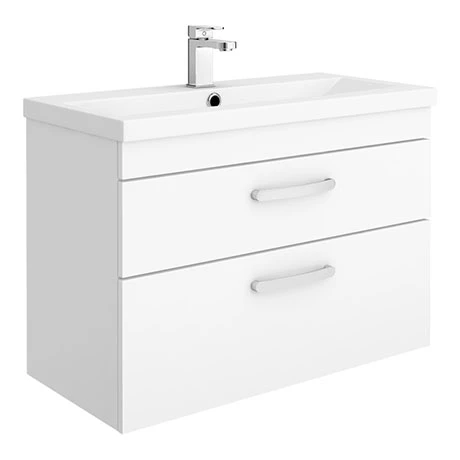 Brooklyn 800mm Gloss White 2 Drawer Wall Hung Vanity Unit 1 Brooklyn 800mm Gloss White 2 Drawer Wall Hung Vanity Unit