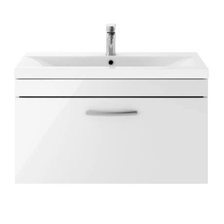 Brooklyn 800mm White Gloss Wall Hung Vanity Unit - Single Drawer 4 Brooklyn 800mm White Gloss Wall Hung Vanity Unit - Single Drawer - Image 4
