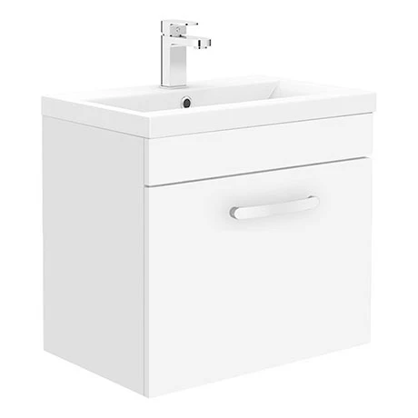 Brooklyn 500mm Gloss White Wall Hung 1-Drawer Vanity Unit 1 Brooklyn 500mm Gloss White Wall Hung 1-Drawer Vanity Unit