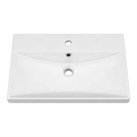Brooklyn 600 Gloss White Wall Hung 1-Drawer Vanity Unit with Thin-Edge Basin 2 Brooklyn 600 Gloss White Wall Hung 1-Drawer Vanity Unit with Thin-Edge Basin - Image 2