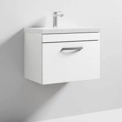 Brooklyn 600 Gloss White Wall Hung 1-Drawer Vanity Unit with Thin-Edge Basin 6 Brooklyn 600 Gloss White Wall Hung 1-Drawer Vanity Unit with Thin-Edge Basin -White Bathroom Furniture Shop BWHSD6WHTTE d2 460