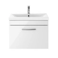 Brooklyn 600mm White Gloss Wall Hung Vanity Unit - Single Drawer 7 Brooklyn 600mm White Gloss Wall Hung Vanity Unit - Single Drawer -White Bathroom Furniture Shop BWHSD6WHT d3 460
