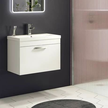 Brooklyn 600mm White Gloss Wall Hung Vanity Unit - Single Drawer 4 Brooklyn 600mm White Gloss Wall Hung Vanity Unit - Single Drawer - Image 4