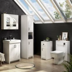 Chatsworth Traditional White Vanity - 560mm Wide with Matt Black Handles 5 Chatsworth Traditional White Vanity - 560mm Wide with Matt Black Handles -White Bathroom Furniture Shop C560WHTMB d2 460
