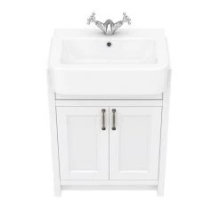 Chatsworth Traditional White Semi-Recessed Vanity - 600mm Wide -White Bathroom Furniture Shop C600SRWHT D3 460
